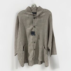 Eskandar Grey Sloped Shoulder Chinese Collar Jacket Size 1 NWT